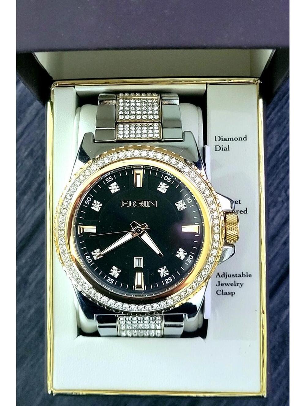 Rare Elgin Paved Diamond Bezel Mens Watch Authorized Dealer